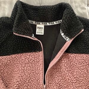 Pink full zip teddy sweatshirt